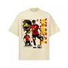 Camiseta de Algodón Puro Pesado con Estampado de Fútbol Retro Americano Stevel Jamal Star, Cuello Redondo, Manga Corta Holgada
