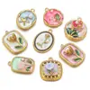 Acero Inoxidable Multi-Estilo Colgante Flor Goteo de Aceite Flor DIY Concha Flor Moda Colgante Vestido Pulsera Collar Accesorios