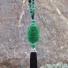 Pingente de carro espinafre vidro verde imitação jaspe oito santo guardião acessórios pingente de carro espelho retrovisor pingente ornamentos