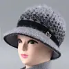 Chapéus de Inverno para Mulheres, Senhoras Idosas, Chapéus de Lã Tricotados Quentes com Forro de Fleece, Chapéus para Mães de Meia-Idade e Idosas, Chapéus de Aba Larga com Proteção para Orelhas e Forro de Fleece