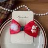 Nuevo Estilo Coreano Tela Lazo Rojo Pasador de Pelo Hecho a Mano Niños Clip Lateral para Flequillo Accesorios para el Cabello de Año Nuevo