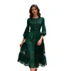 Miyake Miyake Moda Transfronteriza Europea y Americana Tallas Grandes para Mujer Otoño Nuevo Vestido Delgado con Aberturas de Encaje Africano