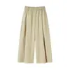 Pantalones de Pierna Ancha Cortos de Algodón Sarga para Mujer Primavera Verano Otoño 2026 Nuevos Cintura Elástica Adelgazantes Casuales Pantalones Falda