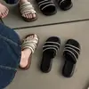 Nuevas Chanclas de Moda con Pedrería para Mujer 2026, de Suela Gruesa, Antideslizantes, de Suela Suave, Sandalias de Cuña Versátiles para Uso en Casa en Verano