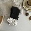 Novedad Otoño Medias para Niños Estilo Coreano Rayas Anchas Encaje Grande Longitud al Tobillo para Niñas Ropa Exterior para Bebé Calcetines Leggings