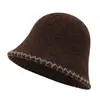Chapéu bucket de tricô fino, cor lisa, estilo coreano, com costura aparente, perfeito para outono e inverno, oferecendo um visual simples, elegante e casual, enquanto proporciona calor.