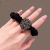 Laço de cabelo com strass requintado estilo coreano, laço de cabelo feminino, estilo francês, bola de diamante, rabo de cavalo, cabeça de bola, tendão de borracha, acessório de cabeça