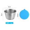 Taza de salsa de 50/70ML plato para mojar de acero inoxidable 304 con tapa recipiente a prueba de fugas para aderezo de ensalada taza para mojar plato para condimentos