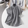 Ropa de Mujer Japonesa 25 Verano Mezcla de Cáñamo Cuadros Volantes Camisa/Camisa de Manga Corta Top 475720/477682