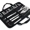 Ferramentas para Churrasco ao Ar Livre com Garfo, Pá, Escova, Bolsa de Ferramentas com Cabo Tubo Pequeno, Conjunto de 9 Peças, Conjunto de Grelha de Aço Inoxidável