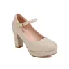 Zapatos de moda para mujer estilo coreano, punta redonda, tela especial, hebilla, tacón alto, casual