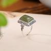 One Deer Silver S925 Prata Esterlina Hetian Jade Sapundum Retro Vestido Novo Estilo Chinês Ruyixiang Padrão Anel Quadrado Anel de Prata