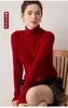 Otoño Invierno Sin Costuras Una Pieza 100% Cachemir Tejido de Punto Suéter para Mujer Costilla Capa Interior Suéter de Cuello Alto Color Liso Capa Base