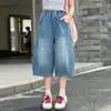 Pantalones de Mezclilla Anchos Holgados para Niñas Verano Finos 2026 Nuevo Estilo Pantalones Cortos para Niñas Grandes Pantalones Casuales de Verano Modernos