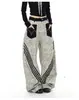 Diseño de Estilo Callejero Americano Estampado de Leopardo Patchwork Pantalones Casuales Unisex Marca de Moda Holgados Casuales Pierna Ancha Jeans Scimitar