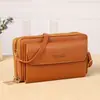 2025 Nova Bolsa de Ombro Grande Capacidade Multifuncional Cor Sólida Moda Simples Horizontal Transversal Bolsa para Celular Feminina