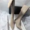 Botas de punta fina, tacón de aguja, hasta la rodilla, botas largas elásticas de gamuza estilo coreano, zapatos altos de invierno para mujer, con un ajuste seguro que evita que se resbalen