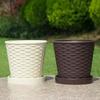 Maceta de resina de imitación bambú Maceta de plástico engrosada Maceta simple reforzada para suculentas Redonda para interior Balcón Potos Maceta pequeña