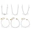 Novo Conjunto Versátil de Colar e Pulseira Banhado a Ouro 18K em Aço Inoxidável Pulseira Colar de Pérola de Água Doce com Contas Luxo Acessível