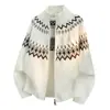 Suéter masculino transfronteiriço 2026 outono e inverno novo suéter jacquard masculino com gola alta, casaco masculino tamanho grande, blusa de tricô
