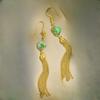 Nuevos Pendientes de Aliento de Bebé de Jade Sintético 2025, Pendientes Chapados en Oro Sintético, Joyería de Pendientes de Moda y Elegante para Mujer