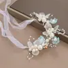 Mori Rosa Coroa de Flores Cabeça Arco de Flores Coroa de Pérolas Cinto de Cabelo Coroa de Noiva Estilo Europeu Chapéus Infantis