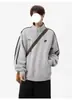 Sudadera de Rayas Estilo Americano con Cuello Alto para Pareja para Hombre, Tendencia de Otoño Marca Retro Media Cremallera con Sentido de Diseño, Chaqueta Deportiva Pesada