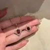 Set de Cadena de Clavícula Colorida, Anillo de Diamante de Lujo Ligero, Carta de Amor, Collar con Colgante Rojo, Rubí de Llama