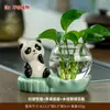 Decoração de Casa Estilo Chinês Panda Rabanete Verde Vaso Hidropônico Arranjo de Flores Vidraria Decoração de Mesa Vaso de Planta Presente