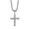 Joias Transfronteiriças Europeias e Americanas, Colar com Pingente de Cruz Elegante e Simples Cravejado com Diamantes, Corrente para Clavícula de Luxo Leve e de Alta Qualidade Acessórios Femininos