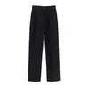 Pantalones de traje de drapado estilo Hong Kong para hombre, rectos, sin planchar, holgados, muy pantalones, negros, pierna ancha, pantalones de barrer, cintura elástica