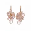 Aretes de aguja plateada con colgantes de borlas de diamante, circonita y cristal, aretes estilo resort de playa, aretes de lujo ligero de alta gama al por mayor