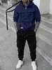 Conjunto deportivo casual con sudadera con capucha de peso pesado forrada de polar y pantalones cargo para hombre, talla europea, moda casual, transfronterizo de Amazon