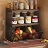 Estante de almacenamiento de cesta de verduras estante de almacenamiento de verduras de cocina cesta de almacenamiento de hierro forjado cesta de almacenamiento de encimera de frutas y verduras para el hogar