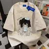 Camiseta casual de algodón 100% puro con cuello redondo, manga corta y teñido anudado para hombres y mujeres, top casual personalizado de verano holgado para parejas ins