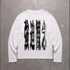 Camiseta de manga larga con cuello redondo y estampado de subcultura oscura Y2K, top de moda callejera de alta costura, ajuste ceñido DIY
