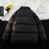 Jaqueta de Algodão Masculina Enbu de Inverno Cor Sólida Gola Alta Acolchoada Quente Tendência Moda Casaco Puffer Casual para Homens