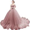 Falda Abullonada de Tul Colorida Estilo Nuevo 2026 Europea y Americana con Cola Larga, Dobladillo de Falda Grande Vestido de Novia, Vestido para Banquete, Examen de Arte, Vestido para Actuación en Solitario