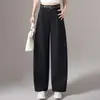 Pantalones casuales color verde oliva para mujer, nuevo modelo 2026, primavera y otoño, talla grande, adecuados para cuerpo tipo pera, pantalones de pierna ancha tipo guadaña