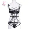 Ropa Íntima Sexy de Encaje Negro de una Pieza Europea y Americana Transfronteriza para Mujer Amazon Corte Ajustado Sin Cortes Pijama Sexy 2025