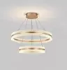 Novo lustre para sala de estar com proteção para os olhos, luz principal moderna minimalista para sala de jantar e quarto, lâmpada circular elegante estilo nórdico creme