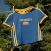 Amazon Verano Nuevo Ajuste Delgado Bandera Nacional Bordada Manga Corta Camiseta de Jersey para Mujer Copa del Mundo Venta al por Mayor