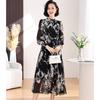 Vestido de Chiffon com Manga Longa, Design Personalizado, Estilo Novo Primavera 2026, Exportação, Estampa Retro, Afina a Cintura, Tamanho Plus
