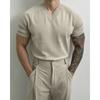 Malha de Manga Curta com Decote em V para Homens, Estilo Fino de Seda Gelada para o Verão, Roupa Íntima Slim Fit para Negócios, Marca da Moda, Comércio Exterior, Atacado Transfronteiriço, Secagem Rápida
