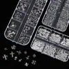 Celebridade da Internet Novos Acessórios de Unha em Liga Metálica em Formato de Cruz Item Quente Transfronteiriço Grade 12 Strass Metálicos para Unhas Retro Escuro