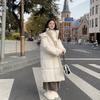 Abrigo de Algodón Estilo Nuevo 2024 para Mujer de Largo Medio Transfronterizo Suelto Grueso Traje Pan Invierno con Capucha Amarillo Leche Chaqueta de Algodón