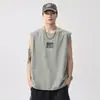 Camiseta sin mangas de manga corta para hombre 2026 nuevo verano cuello redondo estampada juvenil deportiva fitness absorbente de sudor hombros anchos chaleco