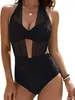 Nuevo bikini transfronterizo de comercio exterior para mujer en Amazon, traje de baño de estilo europeo y americano, traje de baño de una pieza de malla para control de abdomen en la playa, en stock