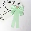 Pajarita para Mujer, Moño Grande en Verde Claro con Pasador de Cinta de Perlas, Broche Accesorio Estilo Universitario, Broche de Perlas