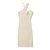 Novo vestido de malha com alça cruzada, cor sólida, moda feminina europeia e americana, primavera S144862